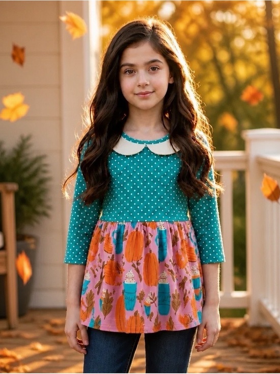 Eleanor Rose Other - Eleanor Rose Girl's Pumpkin Spice Perla Top Shirt Size 5-6 EUC